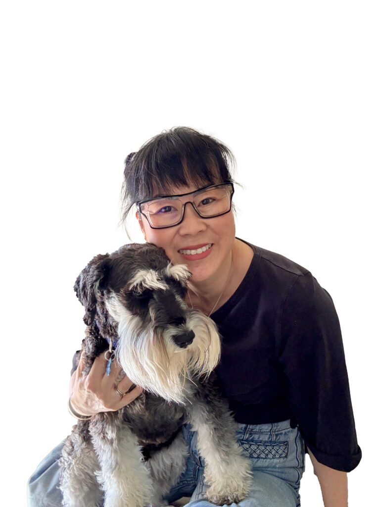 Victoria pictured with Wolfgang the miniature schnauzer